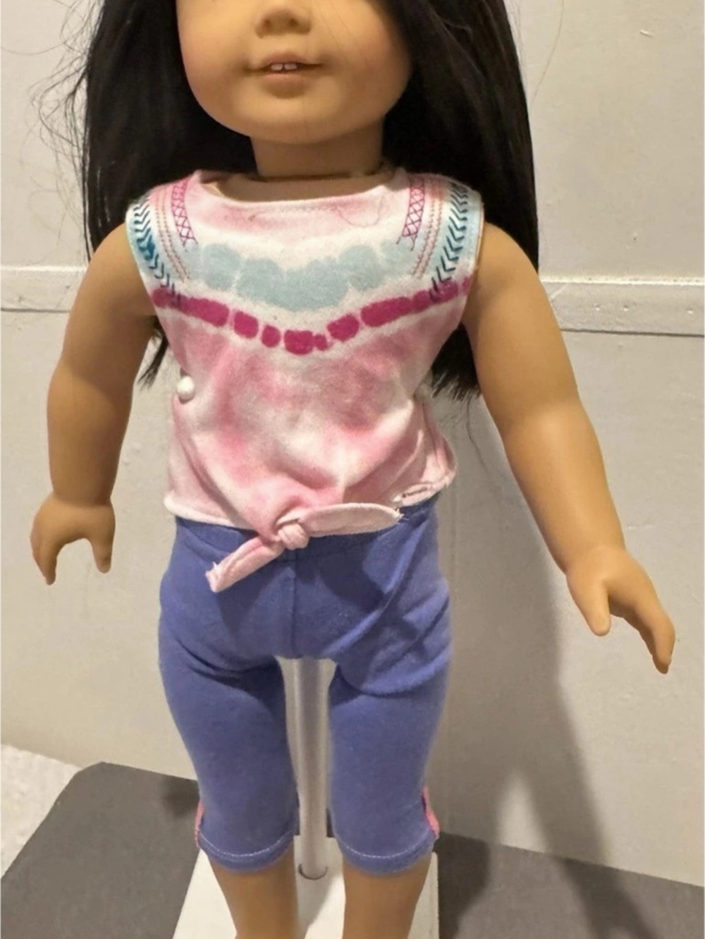 Authentic American Girl 18" Doll Pink Tie Dye Knot Shirt Purple Leggings
